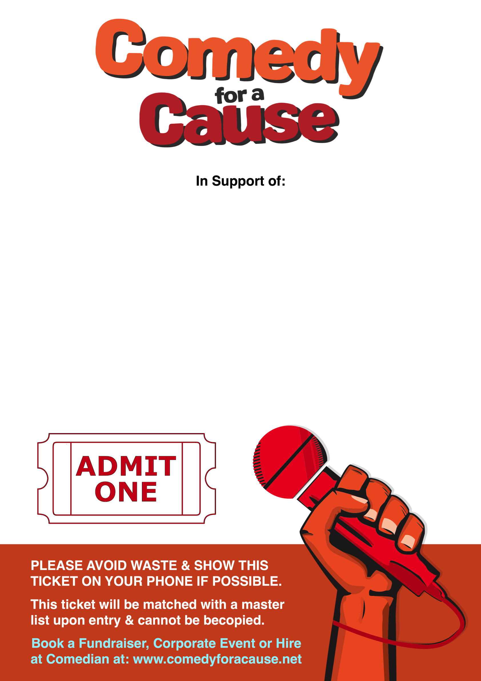 ticket template 3 Comedy For A Cause